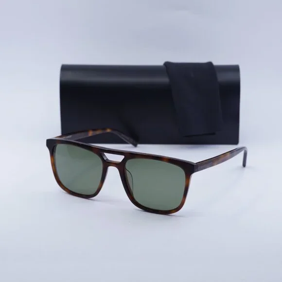 Saint Laurent SL455 002 Sunglasses Havana Square Frame, Green Lenses - Picture 11 of 11